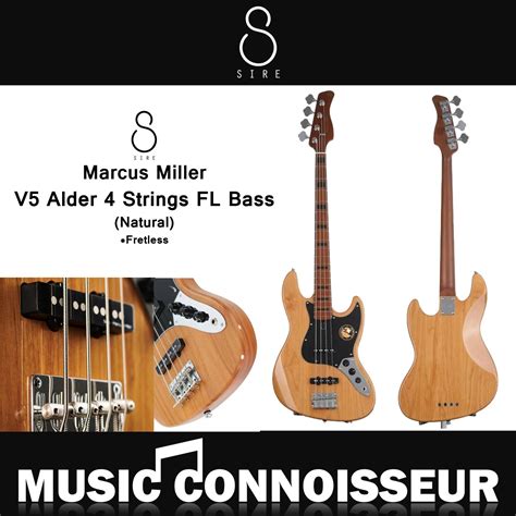 Sire Marcus Miller V5 Alder 4 Strings Fretless Bass Natural Music Connoisseur Singapore