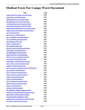 Fillable Online Seatpioo Nvllb Medical Form For Camps Word Document