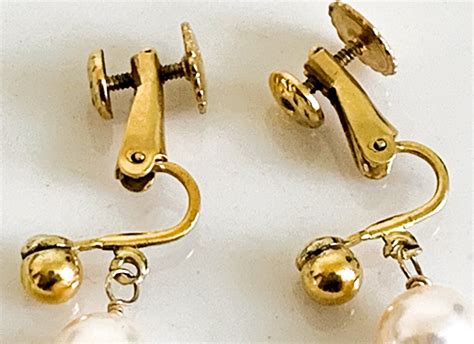 Vintage Pearl & 12K Gold Filled Earrings - Retro Dangle Genuine Pearl ...