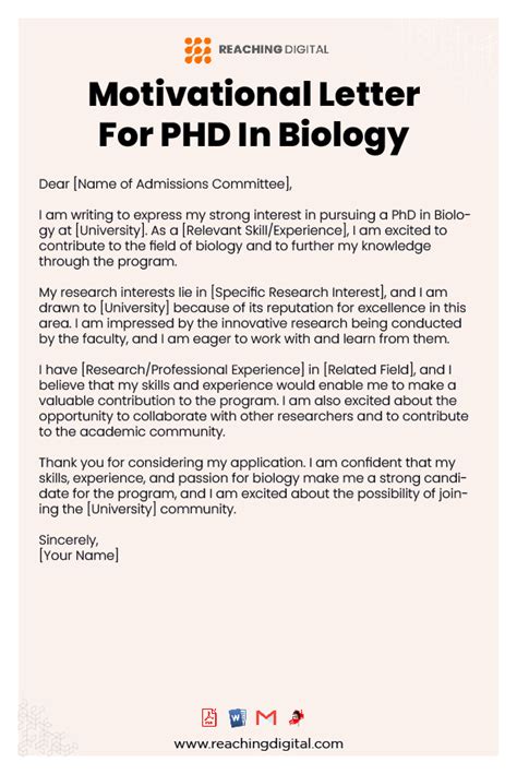 4 Motivational Letter For Phd In Biology Samples To Stand Out