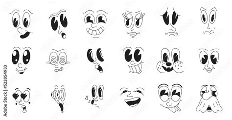 Vecteur Stock Mascot Characters Set Vector In Retro 30s Cartoon Style