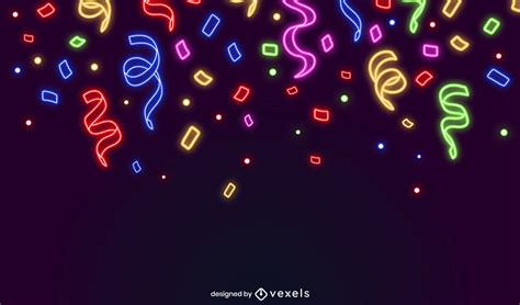 Confetti Party Neon Background Design Vector Download