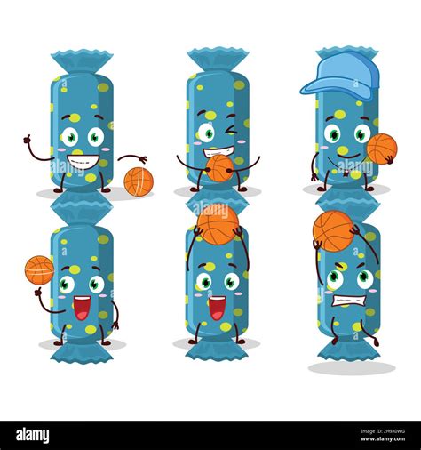 Talented Blue Long Candy Package Cartoon Character As A Basketball