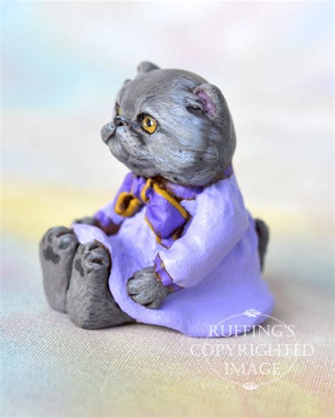 Heather Miniature Blue Persian Cat Art Doll Handmade Original One Of