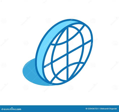 World Isometric Icon Global Map Globe D Line Style Symbol Stock