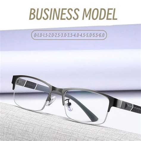 New Style Business Men S Half Frame Myopic Glasses Prescription Near Sight Computer Eyeglasses