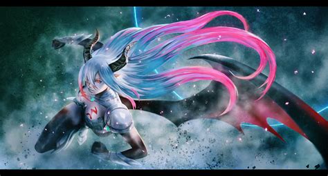 Anime Anime Girls Fan Art Dark Angel Wings Armor Illustration