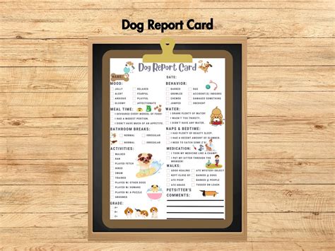 Dog Report Card Template Instant Download Puppy Report Card Dog