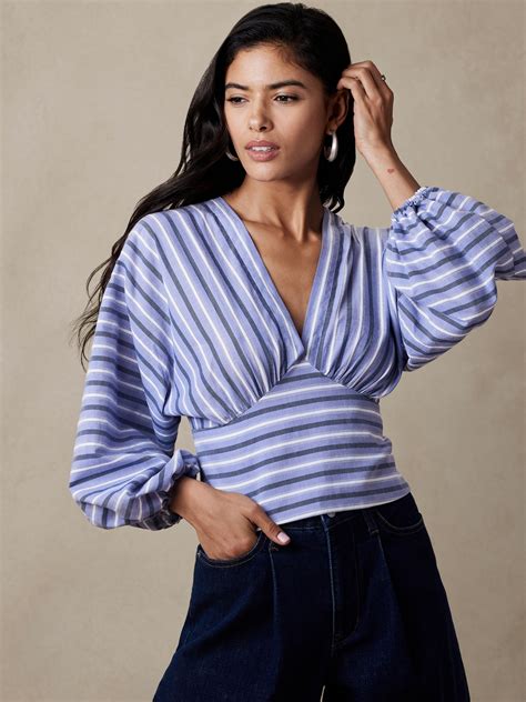 Cropped Shirred Blouse Banana Republic Factory