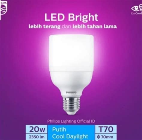 Jual Philips Led Bright W Putih K E Bulb W Watt Asli Bukan