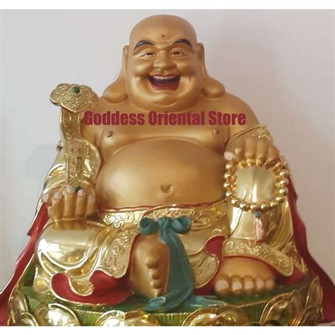 Jual Patung Emas MI LE FO BUDDHA MAITREYA MILEK JUMBO SIZE Membawa RUYI