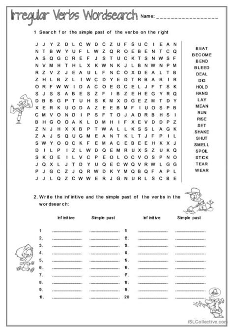 22 Irregular Verbs Word Search Vocabulary Practice English