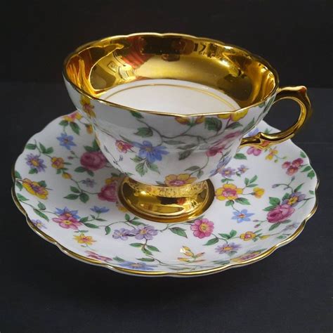 Vintage Rosina Bone China Gold Floral Tea Cup Tea Cup Vintage Rosina