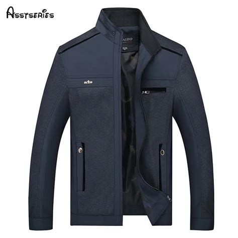 Spring Mens Jackets Stand Collar Outwear Middle Aged Man Casual