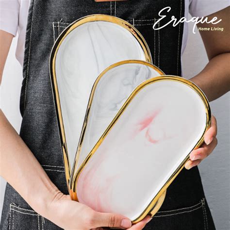 Jual Oval Marble Tray Nampan Piring Tatakan Perhiasan Marble Marmer