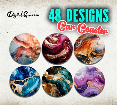 Car Coaster Png Marble Car Coaster Bundle Sublimation Car Coaster Png