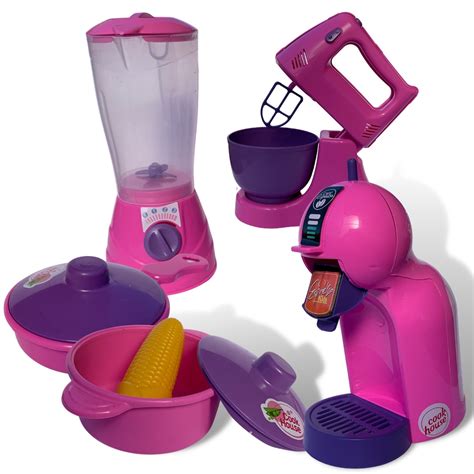 Kit Cozinha Infantil Brinquedo De Menina Colorido Play Cooker Panelas