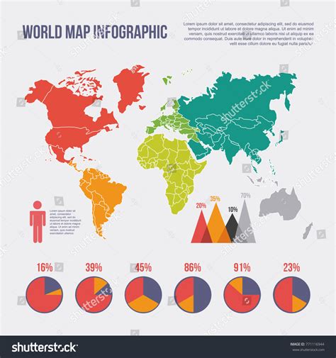 World Map Infographic Chart Statistics Percent เวกเตอร์สต็อก ปลอดค่า