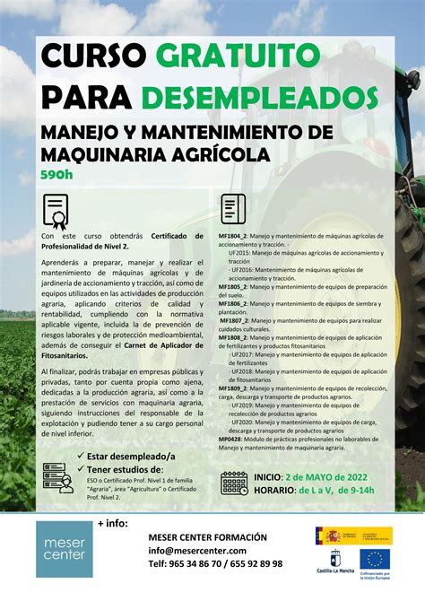 Curso Gratuito De Manejo Y Mantenimiento De Maquinaria Agr Cola Para