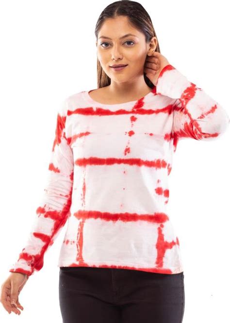 Buy Lappen Fashion Women Pink Tie And Dye Pure Cotton Round Neck T