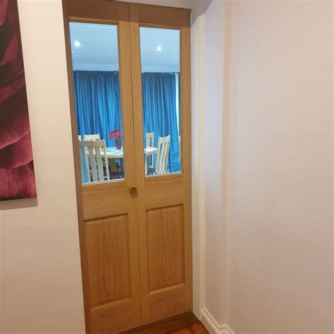 Xl Joinery Malton Victorian 4 Panel Unfinished Oak Glazed Internal Bi Fold Door 1981mm X 762mm