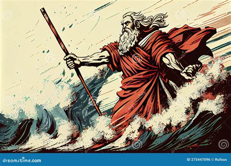 Biblical And Religion Vector Illustration Series Moses Held Out His