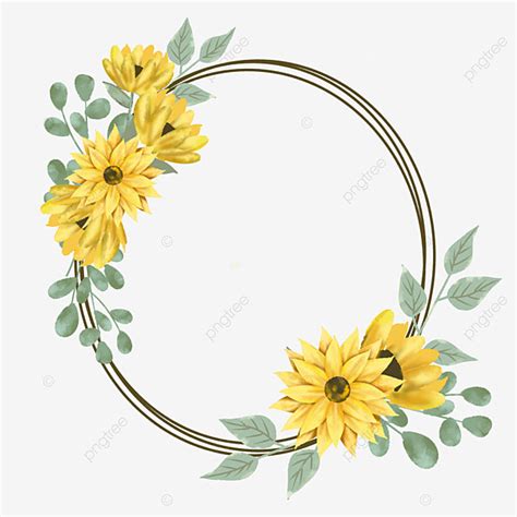 Sunflower Floral Frame Png Image Floral Frame With Sunflower Wreath