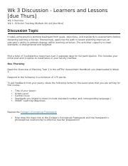 Elm533 Week 3 Docx Wk 3 Discussion Learners And Lessons Due Thurs