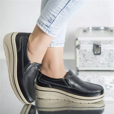 Pantofi Cu Platforma Jessica Negru Piele Naturala Modastilro