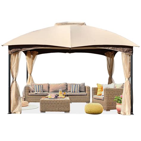 Bps 12 X 12 Patio Gazebo Outdoor Tent Shelter Canopy With Netting For Patio Garden Yard