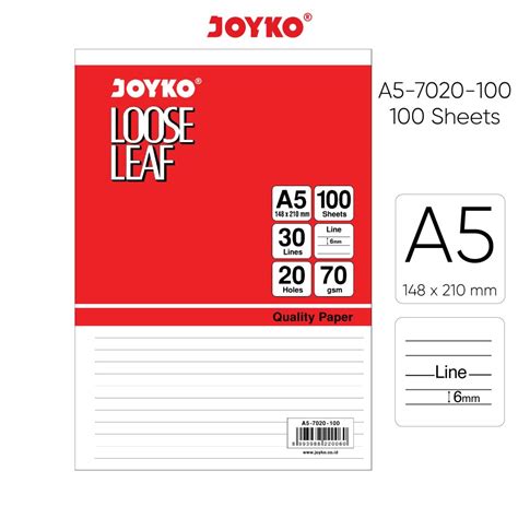 Jual Joyko Loose Leaf A Pack Isi Lembar Isi Binder A