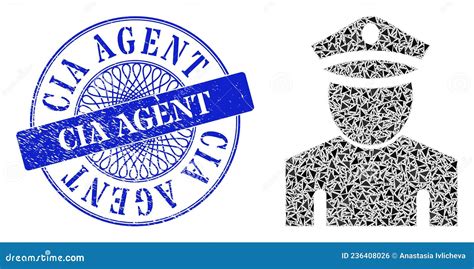 Distress CIA Agent Badge And Triangle Policeman Mosaic Stock Vector