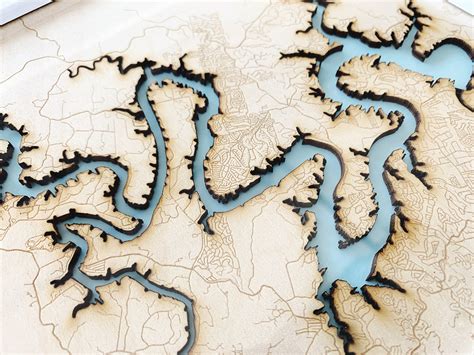 Custom Wood Engraved Lake Map Etsy