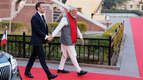 PM Modi French President Macron Hold Talks In Jaipur To Elevate Ties