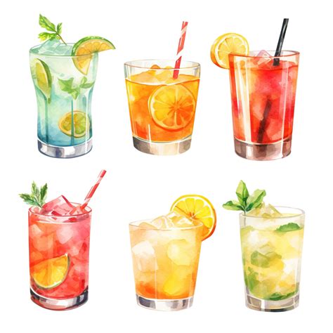 Summer Cocktail Drink Watercolor Clipart Ai Generated Cocktail Summer