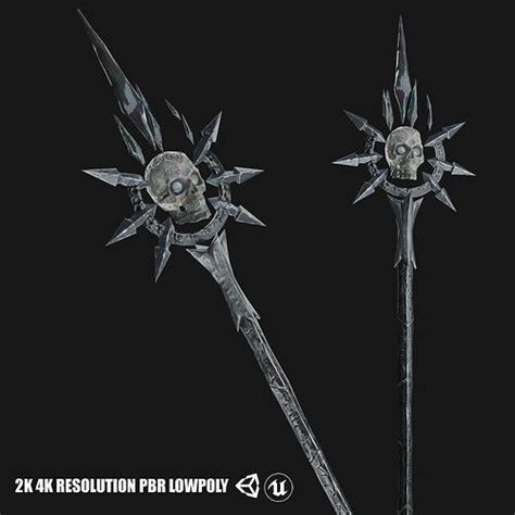 3D Model Necromancer Staff 01 VR AR Low Poly CGTrader