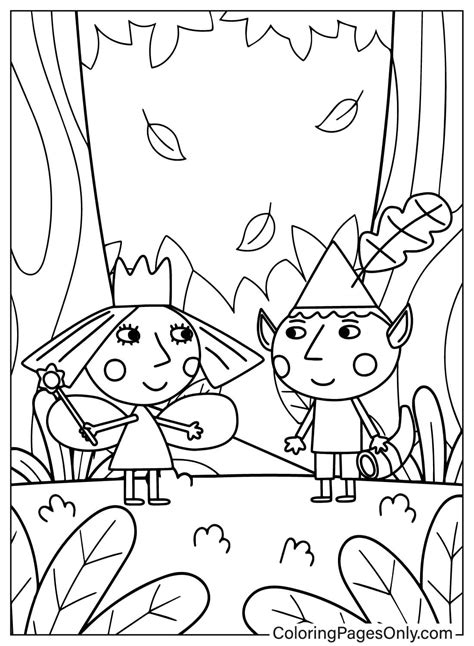 Ben And Holly Are In The Forest Free Printable Coloring Pages