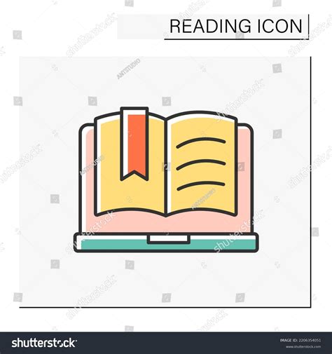 Ebook Color Icon Electronic Book Reader Stock Vector (Royalty Free