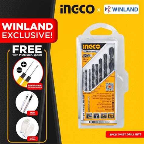 Ingco By Winland Pcs Hss Barena Twist Impact Drill Bit Set For Metal