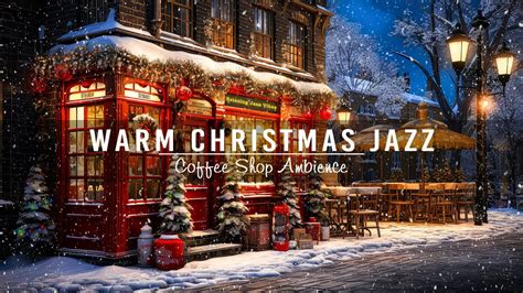 Warm Christmas Jazz Music With Snow Falling For Relax Working Cozy