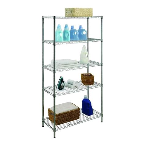 Hdx Tier Steel Wire Shelving Unit In Chrome In W X In H X