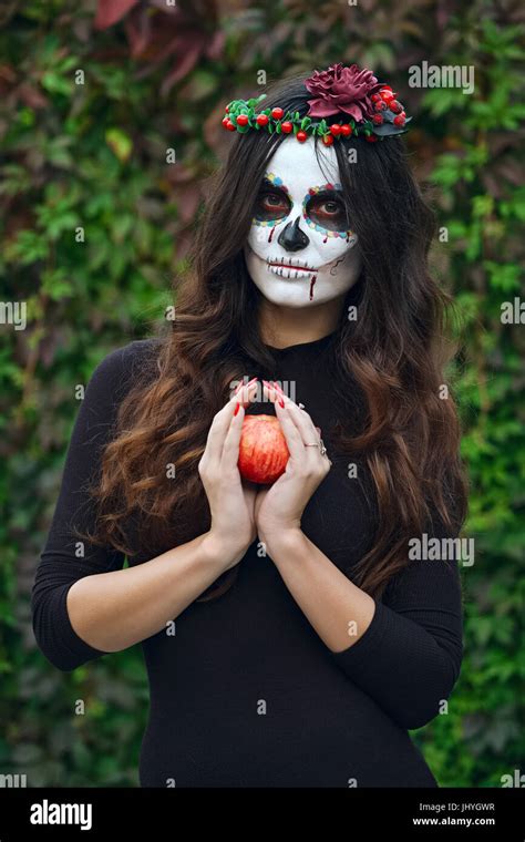 Female Sugar Skull Makeup Face Painting Art Stock Photo Alamy