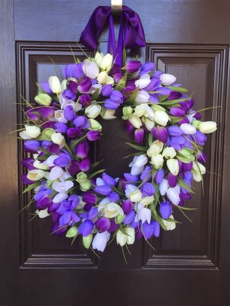 Items Similar To Tulip Wreath Purple Floral Wreath Mothers Day