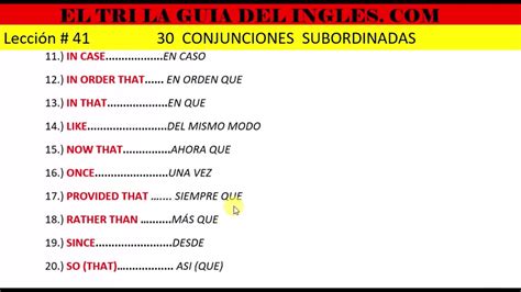 EL TRI LA GUIA DEL INGLES LECCION 41 30 Conjunciones Subordinadas