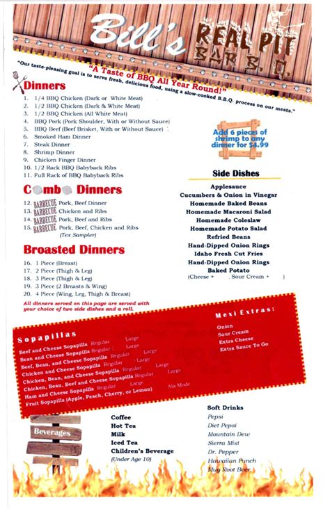 Bill's Real Pit BBQ - Menu