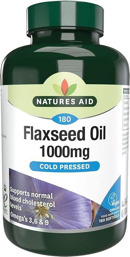 Natures Aid Flaxseed Oil Softgel Capsules 1000 Mg Amazon Co Uk