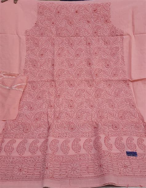 Cotton Embroidered Lucknowi Chikan Suit Unstitched At Rs 1700 In Lucknow