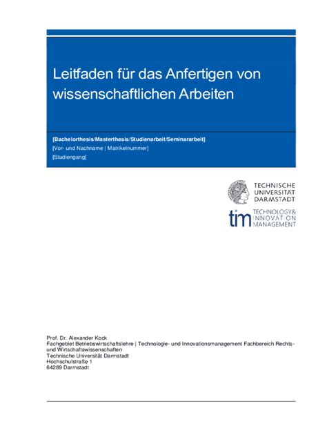 Ausf Llbar Online Leitfaden Fr Das Anfertigen Von Wissenschaftlichen