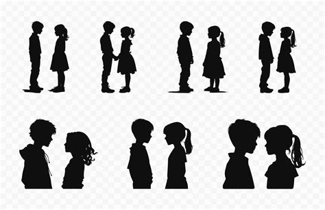 Boys And Girls Black Silhouette Bundle Set Of Brother And Sister