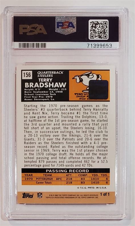 Topps Terry Bradshaw Auto Topps Reprint Psa Nm Autograph Ebay